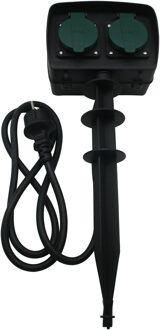 Benson tuinstekkerdoos / tuincontactdozen op spies - tijdschakelaar - IP44 spatwaterdich