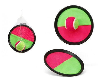 Benson Vangbalspel met klittenband - roze/groen - dia 19 cm - strand speelgoed Multi