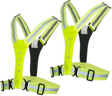 Benson Veiligheidshesje - 2x - met Led en Reflectie - Geel - X-vormig?- Veiligheidsvest One size