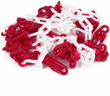 Benson Veiligheidsketting - Kunststof - Rood en Wit - 8 mm x 5 meter - Afzetzetting