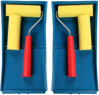 Benson Verfroller - 2x stuks - met bak en beugel - 10 cm - extra fijn - schilderset