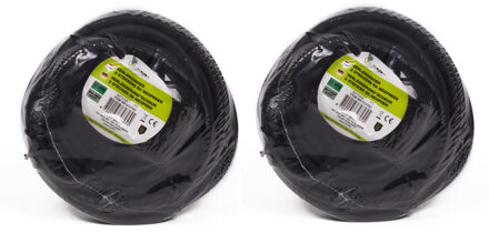 Benson Verlengsnoer - 2x stuks - zwart - 10 meter - 2 ingangen - waterdicht