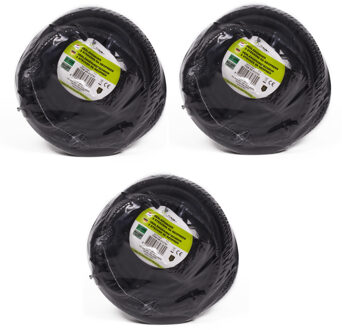 Benson Verlengsnoer - 3x stuks - zwart - 10 meter - 2 ingangen - waterdicht