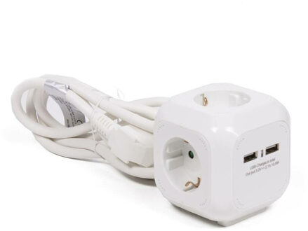 Benson Verlengsnoer Kubus 3 x RA + 2 x USB 3500 Watt max. met bevestiging