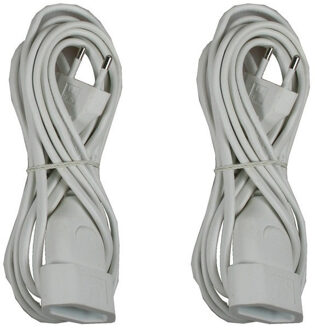 Benson Verlengsnoer - Pakket van 2x stuks - wit - 3M - voor platte stekkers - randaarde