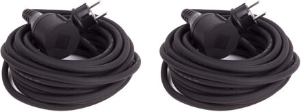 Benson Verlengsnoer rubber - 2x - 10 meter - spatwaterdicht IP44 - 3500W - 3-polig