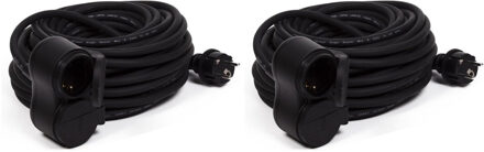 Benson Verlengsnoer rubber - 2x - 20 meter - spatwaterdicht IP44 - 3500W - 3-polig