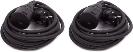Benson Verlengsnoer rubber - 2x - 5 meter - spatwaterdicht IP44 - 3500W - 3-polig