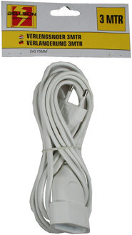 Benson Verlengsnoer - wit - 3M - voor platte stekkers - randaarde