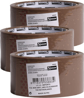 Benson Verpakkingstape - 3x - bruin - 48mm x 50m - verpakkingsbenodigdheden voor kantoor/thuis