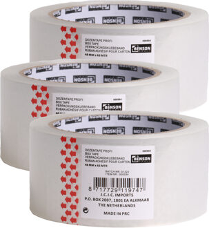 Benson Verpakkingstape - 3x - transparant - 48mm x 66m - verpakkingsbenodigdheden voor kantoor/thuis - Tape (klussen)