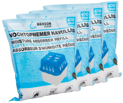 Benson Vochtopnemer / vochtvanger navulling - 4 stuks - 400 gram per stuk - Vochtopnemers