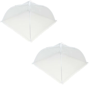 Benson Voedselkap - 2x - 43 x 43 cm - wit - kant - opvouwbare vliegenkap
