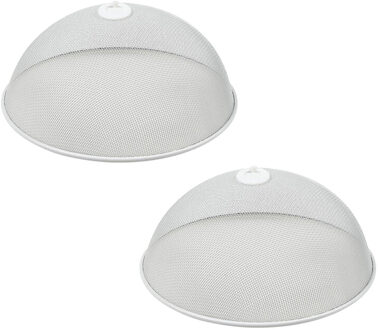 Benson Voedselkap - 2x - rond - 30 cm - wit - metaal - vliegenkap