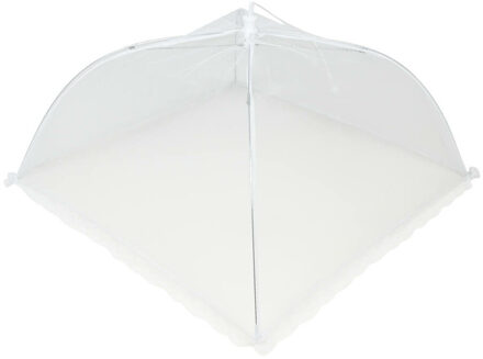 Benson Voedselkap - 43 x 43 cm - wit - kant - opvouwbare vliegenkap