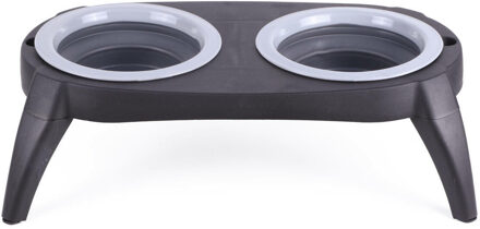 Benson Voer- en drinkbak huisdier - opvouwbaar - 2-in-1 - 500 ml - grijs - honden / katten