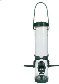 Benson Vogel voedersilo hangend - kunststof - groen - 25 x 7 cm - vogelvoederhuisje