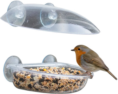 Benson Vogelvoederhuisje - zuignap - voor raam - 14 x 22 cm - vogelvoedersilo