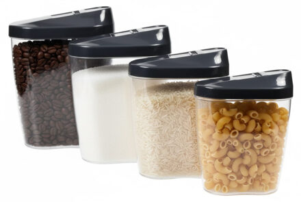 Benson voorraadpotten - 4x stuks - BPA vrij - luchtdicht - verschillende maten - doorzichtig