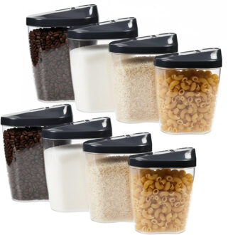 Benson voorraadpotten - 8x stuks - BPA vrij - luchtdicht - verschillende maten - doorzichtig