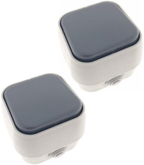 Benson Wandcontactdoos - 2x - opbouw - IP54 - 10A - wit/antraciet - stof- en waterdicht