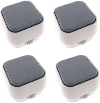 Benson Wandcontactdoos - 4x - opbouw - IP54 - 10A - wit/antraciet - stof- en waterdicht