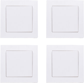 Benson Wandcontactdoos - 4x - schakelaar - inbouw - wit - 80 x 80 mm - 250V AC/10A