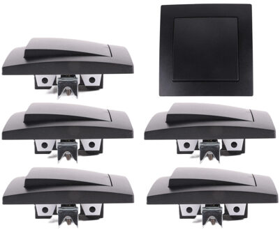 Benson Wandcontactdoos - 6x - schakelaar - inbouw - zwart - 81 x 81 mm -?250V AC/10A