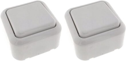 Benson Wandcontactdoos met schakelaar - 2x - opbouw - wit - IP20 - 61 x 61 x 35 mm - WCD