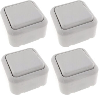 Benson Wandcontactdoos met schakelaar - 4x - opbouw - wit - IP20 - 61 x 61 x 35 mm - WCD