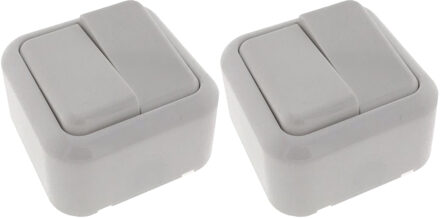 Benson Wandcontactdoos met wisselschakelaar - 2x - opbouw - wit - 61 x 61 x 35 mm - WCD
