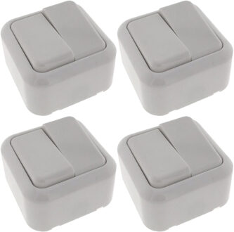Benson Wandcontactdoos met wisselschakelaar - 4x - opbouw - wit - 61 x 61 x 35 mm - WCD