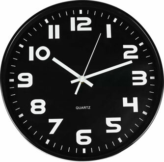 Benson Wandklok - zwart - D30 cm - modern design - stijlvol - witte wijzers