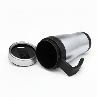Benson Warmhoudbeker - thermos - isoleer koffiebeker - mok - RVS - zilver/zwart - 450 ml