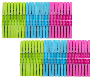 Benson Wasknijpers - 96x stuks - kleurenmix fel - kunststof - 8 cm