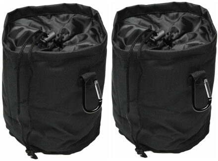 Benson Wasknijpers mandje/zakje - 2x - met koord en karabijnhaak - D16 x H 18 cm