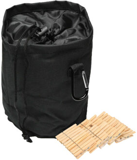 Benson Wasknijpers mandje/zakje - met karabijnhaak - incl. 100 wasknijpers - D16 x H 18 cm