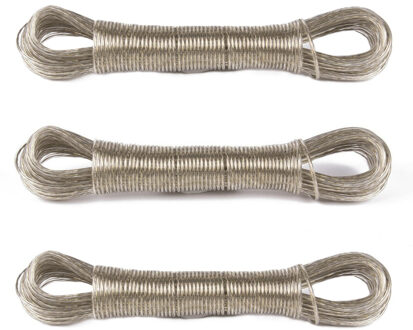 Benson Waslijn - 3x - kledinglijn - 20 meter - geplastificeerd - staalkern