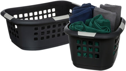 Benson Wasmand extra groot - 2x - antraciet - kunststof - 51 liter - 67 x 47 x 27 cm