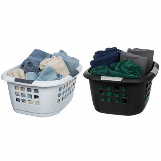 Benson Wasmanden set - 2 stuks - extra groot - grijs/wit - kunststof - 51 liter - 67 x 47 x 27 cm