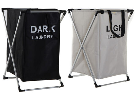 Benson Wasmanden set - 2x 60 Liter compartiment - Light/Dark - 39 x 38 x 60 cm - aluminium frame