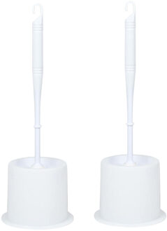 Benson Wc Borstel - 2x - met houder - wit - kunststof - toiletborstel