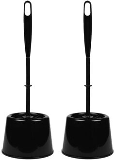 Benson Wc Borstel - 2x - met houder - zwart - kunststof - toiletborstel