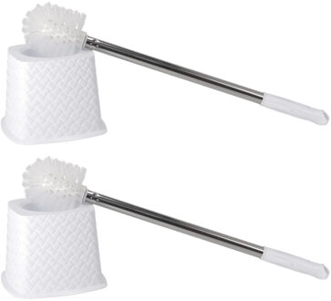 Benson Wc/toiletborstel met houder - 2x stuks - wit - 51 cm - Toilet / badkamer accessoires