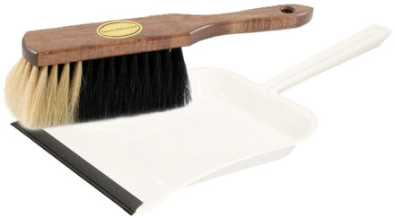 Benson White magic Stoffer en blik set - Handveger 29 cm - wit metalen stofblik - 24 x 39 cm