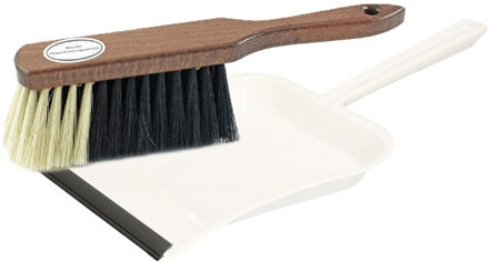 Benson White magic Stoffer en blik set - Handveger 30 cm - wit metalen stofblik - 24 x 39 cm