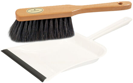 Benson White magic Stoffer en blik set - Handveger 30 cm - wit metalen stofblik - 24 x 39 cm