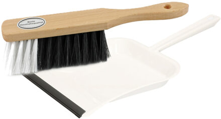 Benson White magic Stoffer en blik set - Handveger 35 cm - wit metalen stofblik - 24 x 39 cm