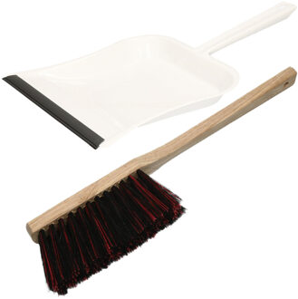 Benson White magic Stoffer en blik set - Lange handveger 45 cm - wit metalen stofblik - 24 x 39 cm