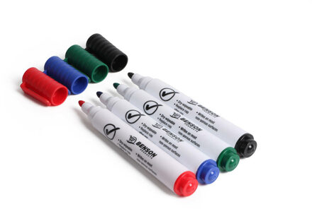 Benson Whiteboard stiften - 4 pack - rood/blauw/groen/zwart - markers